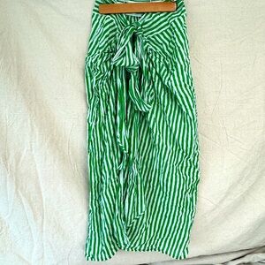 J.Crew Pareu Beach Skirt Coverup Green Stripe XS